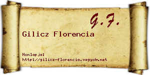 Gilicz Florencia névjegykártya